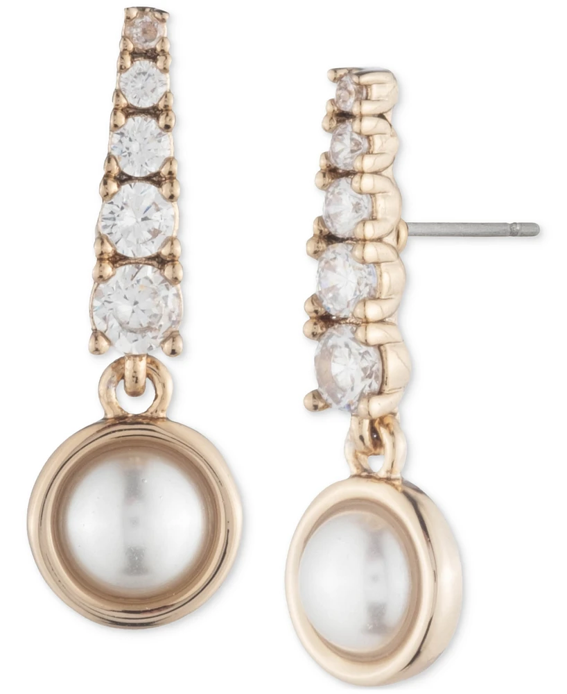 Givenchy Gold-Tone Crystal & Imitation Pearl Drop Earrings