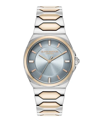 Olivia Burton Women's Lustre Silver and Rose Gold-Tone Stainless Steel Bracelet Watch 34mm