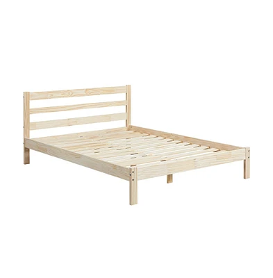 Yaheetech Wooden Bed Frame with Paneled Headboard