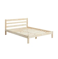 Yaheetech Wooden Bed Frame with Paneled Headboard