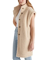 Steve Madden Women's Benit Sherpa Fleece Cap-Sleeve Vest