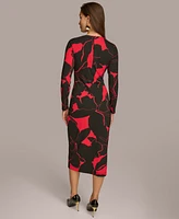 Donna Karan New York Women's Printed Faux-Wrap Dress