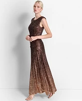 Dkny Women's Sleeveless Sequin Ombre Gown