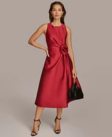 Donna Karan New York Women's Satin Rosette Midi Dress