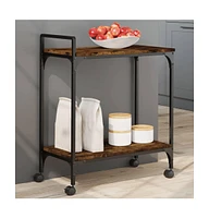 vidaXL Kitchen Trolley Smoked Oak 23.8"x12.2"x28.5" Engineered Wood