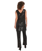 Muse Women's V-Neck Sleeveless Sequin Tunic Top