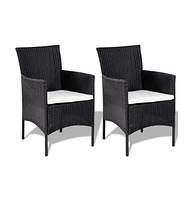 vidaXL 4 Piece Patio Lounge Set with Cushions Poly Rattan Black