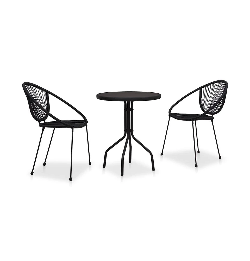 vidaXL 3 Piece Bistro Set Pvc Rattan Black