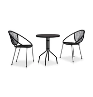 vidaXL 3 Piece Bistro Set Pvc Rattan Black