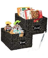 Best Choice Products Set of 2 16in Woven Water Hyacinth Pantry Baskets w/ Chalkboard Label, Chalk Marker