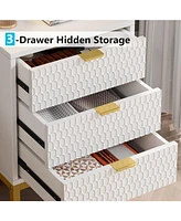 Tribesigns 3-Drawer Nightstand Set of 2, 25.8" Tall Modern Bedside Table, Large Side End Table with Storage Drawers for Bedroom