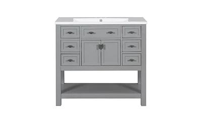 Slickblue Modern Bathroom Vanity with Top Sink & Storage Cabinet