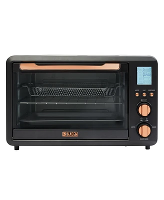 Haden 25 Liter 6- Slice Toaster Oven with Easy Reach Roll-Top Door, Air Fry, Bake, Broil, Toast Functions