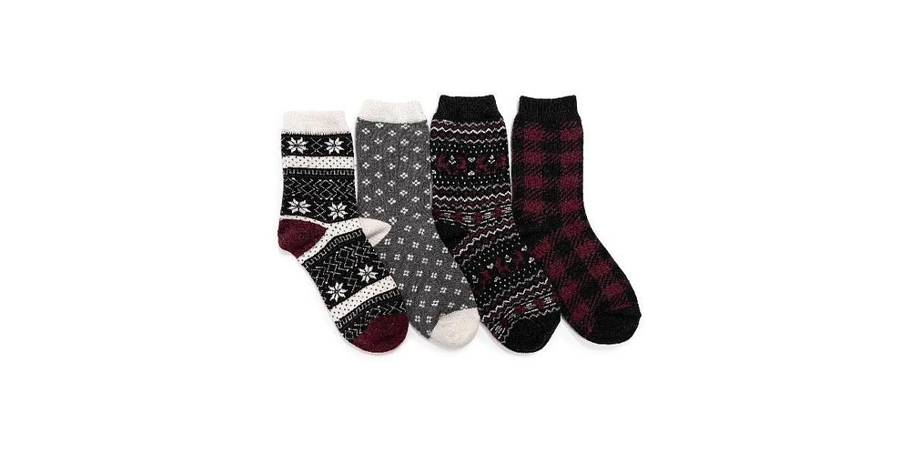 Muk Luks Women's 4 Pair Pack Holiday Boot Socks