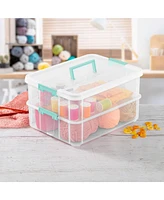 Sterilite Stack and Carry 2 Layer Handle Box Stackable Storage Container, 4 Pack