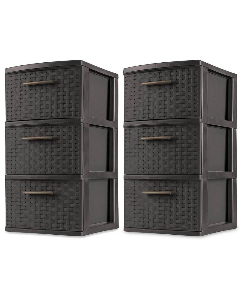 Sterilite 3 Drawer Decorative Plastic Weave Storage Tower, 2