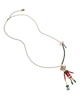 Betsey Johnson Faux Stone Jingle Bell Bling Reindeer Pendant Necklace