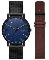 Skagen Men's Signatur Quartz Three-Hand Black Stainless Steel 40mm