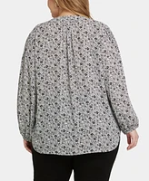 Nydj Plus Puff Sleeve Popover Top