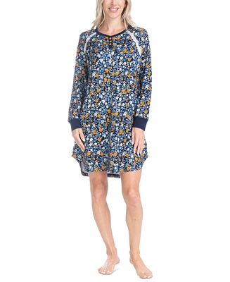Ocean Pacific Women's Silky Thermal Henley Sleepshirt