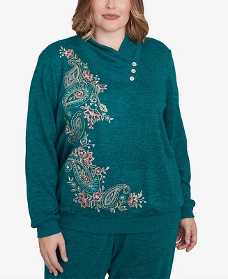 Alfred Dunner Plus French Quarter Paisley Embroidered Top