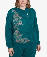 Alfred Dunner Plus Size French Quarter Paisley Embroidered Top