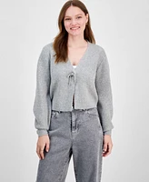 Madden Girl Juniors' Bling Bow Long-Sleeve Cardigan
