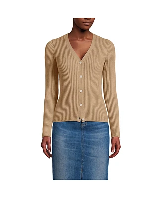 Lands' End Women's Fine Gauge Cotton Cardigan Sweater