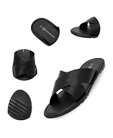 Alpine Swiss Men's Hugo Faux Leather Slide Sandals Dressy Comfortable Shoes