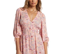 Billabong Juniors' Paradise Sky Floral-Print V-Neck Dress