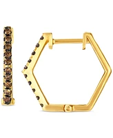 Le Vian Chocolatier Chocolate Diamond Hexagon Small Hoop Earrings (1/5 ct. t.w.) in 14k Gold, 0.65"