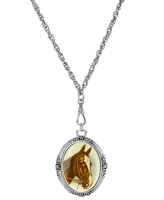 2028 Horse Head Stone Necklace