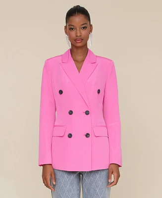 Avec Les Filles Women's Shaped Double-Breasted Blazer