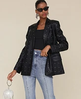 Avec Les Filles Women's Double-Breasted Diamante Blazer