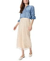 Sam Edelman Women's Gracie Embellished Satin Midi Skirt