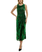 Taylor Women's Ruched Burnout Velvet Midi Dress