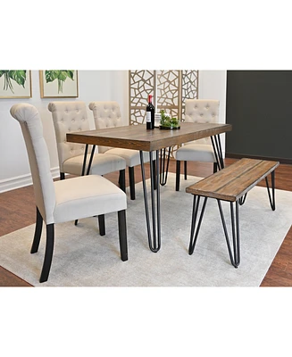 Simplie Fun Ashford 6-Piece Dining Set Hairpin Table with 4 Chairs & Bench, Choose Color