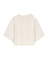 Hope & Henry Girls Organic Split Collar Cable Sweater Cape