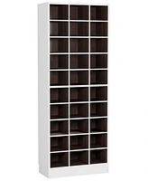 Tribesigns 10-Tier Shoe Storage Cabinet, White and Brown Wooden Shoe Rack with 30 Cubbies, Freestanding Tall Entryway Shoe Organizer for Closet, Entry