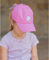 Bits & Bows Girls Soccer Ball Bow Baseball Hat in Magenta