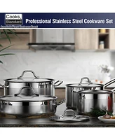 Cook N Home 8-Piece Professional Stainless Steel Kitchen Cookware Sets, Silver