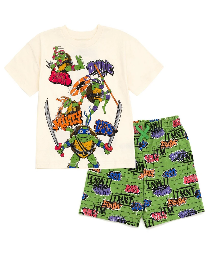 Teenage Mutant Ninja Turtles Little Boys T-Shirt and French Terry Shorts Outfit Set to (2T - 10-12)