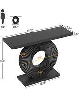 Tribesigns Modern Console Table with Geometric Base, 40 inch Wood Entryway Table Sofa Table Narrow Long, Contemporary Accent Table for Living Room, En