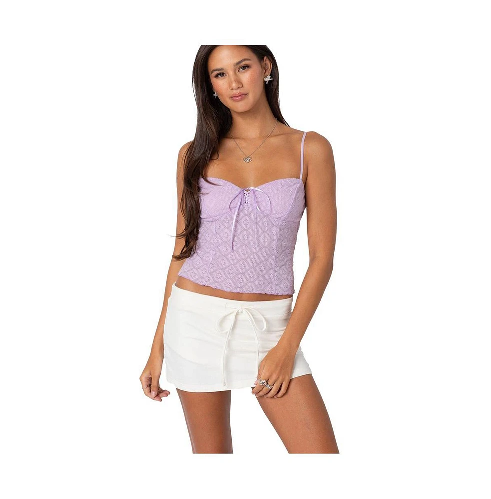 Edikted Women's Textured Lacey Tank Top