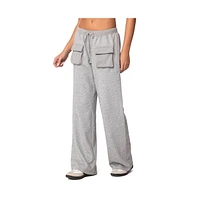 Edikted Women's Bailey French Terry Cargo Pants - Gray