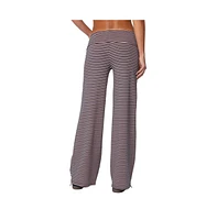 Edikted Womens Lilah Striped Fold Over Pants