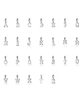 Bling Jewelry Dangle Block Letter A-z Alphabet Initial Charm Bead Solid .925 Sterling Silver Fits European Bracelet