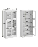 Famapy White Wooden 6 Shelves Standard Bookcase, Storage Cabinet