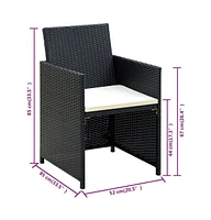 vidaXL Piece Patio Lounge Set with Cushions Poly Rattan