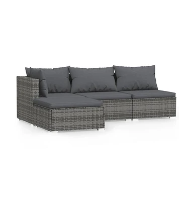 vidaXL Piece Patio Lounge Set with Cushions Poly Rattan